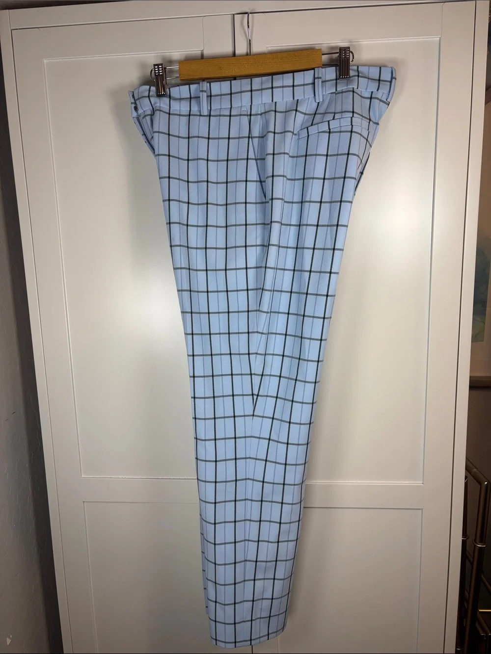 Tory Burch Light Blue Windowpane Chinos